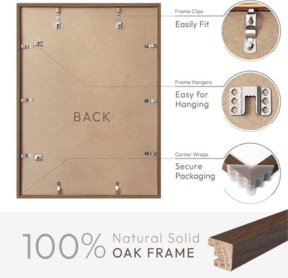 5x7 Picture Frame, Solid Oak Wood 5 x 7 Photo Frame with Mat to 4x6, 7x5 Picture Frames for Wall and Tabletop Display, (Walnut Set of 1)
