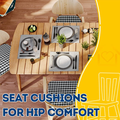 AAAAAcessories D-Shaped Chair Cushions, 2" Thick Dining Chair Pads with Ties and Removable, Machine-Washable Cover, 17" x 16", Set of 4, Oatmeal Beige - Colors B