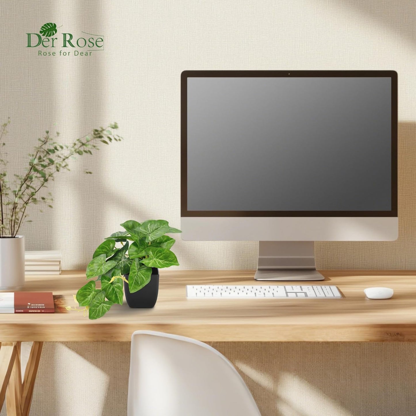 Der Rose 2Pcs Small Fake Plants Artificial Mini Faux Plants for Bathroom Office Desk Shelf Table Accessories Decor Indoor
