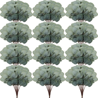 Taiyin 120 Pieces Artificial Eucalyptus Leaves for Wedding Eucalyptus Leaves Stems Decor Greenery Faux Green Stems for Wedding Centerpiece Floral Home Decor, 11 Inches