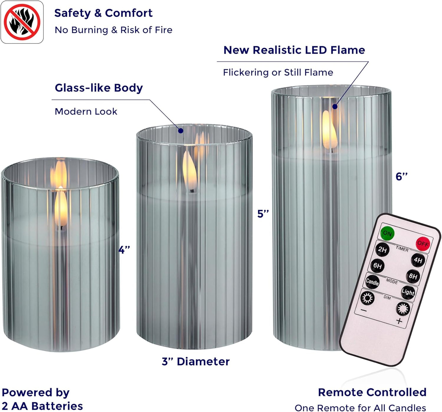 VENTA Set of 3 Warm Ivory Pillar Candles | Real Wax Battery Operated Candles with Flickering Flame | Timeless Year-Round Decor for Weddings, Mantels & Centerpieces