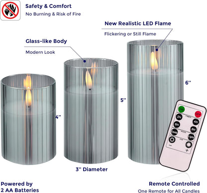 VENTA Set of 3 Warm Ivory Pillar Candles | Real Wax Battery Operated Candles with Flickering Flame | Timeless Year-Round Decor for Weddings, Mantels & Centerpieces