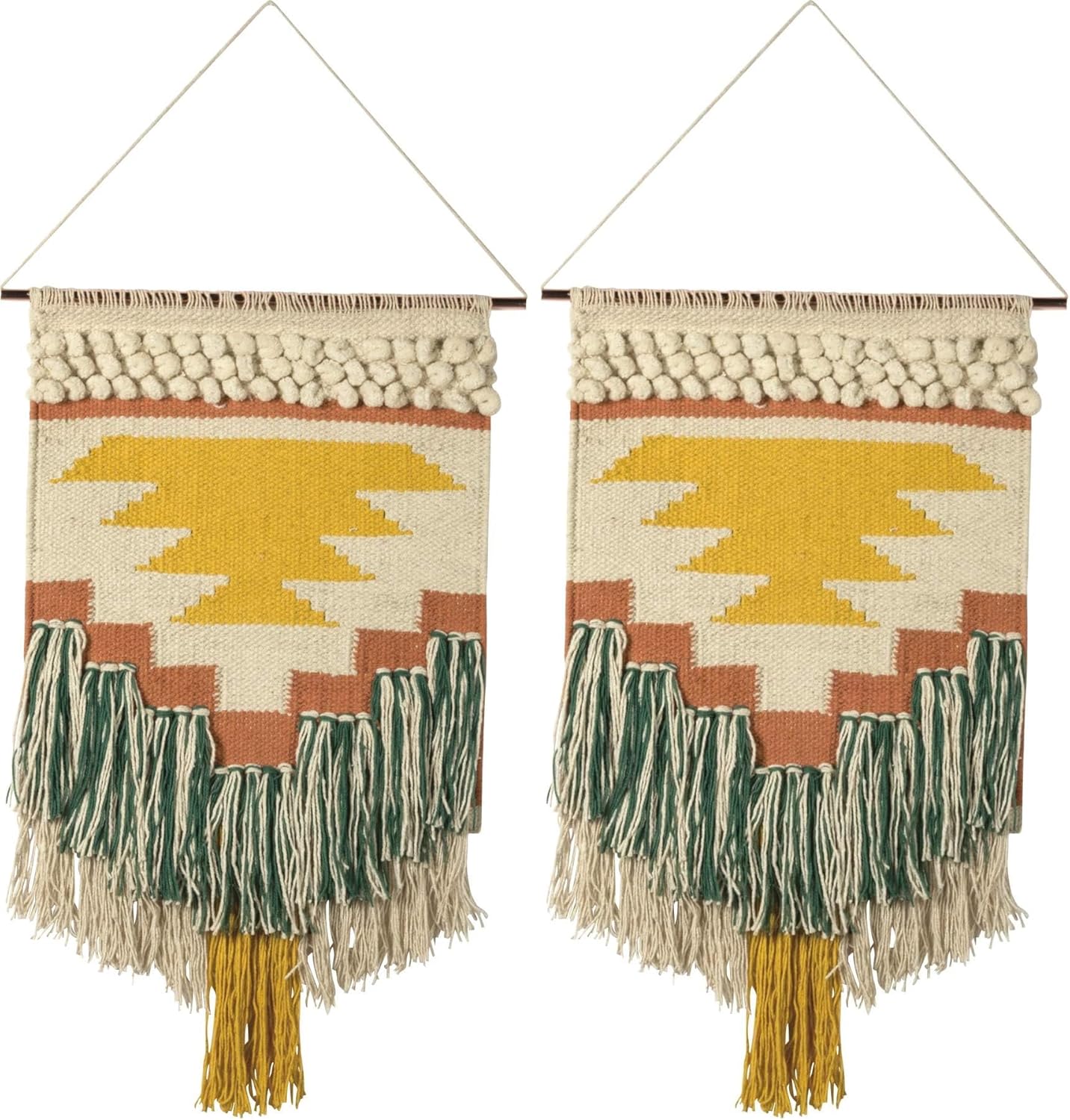 Primitives by Kathy Gypsy Hand Woven Wall Hanging, 14" x 25", Yellow/Green, 8541857714