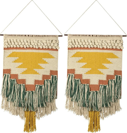 Primitives by Kathy Gypsy Hand Woven Wall Hanging, 14" x 25", Yellow/Green, 8541857714