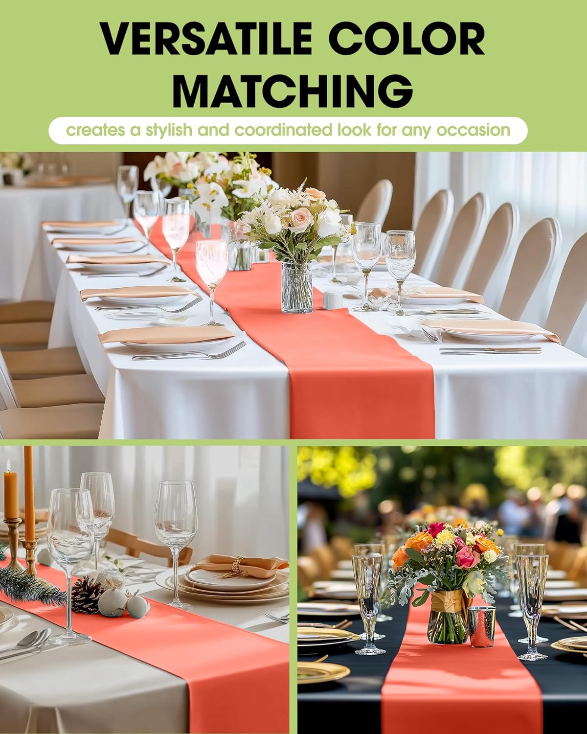Pureegg Gold Plastic Table Runners - 10 Pack, 14'' x 108'', Water Resistant & Disposable Centerpiece Decorations for Table Cloth, Wedding, Birthday, Holiday, Baby Shower, Party, Home Decor