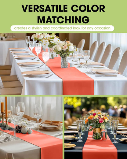 Pureegg Gold Plastic Table Runners - 10 Pack, 14'' x 108'', Water Resistant & Disposable Centerpiece Decorations for Table Cloth, Wedding, Birthday, Holiday, Baby Shower, Party, Home Decor
