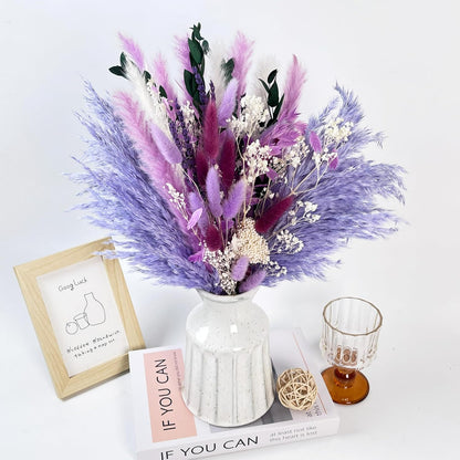 Natural Dried Flower Bouquet - 17" Boho Style Mixed Pampas Grass Ideal for Home Decor, Wedding Decor, Bridal Bouquets, Floral Arrangement, Event Centerpieces, Table Decor