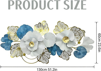 Roivikis Large Metal Wall Art Decor, 3D Abstract Lotus Leaves Wall Handcrafted Modern Decoration for Indoor Outdoor for Living Room, Bedroom, Entryway 52" x 24"