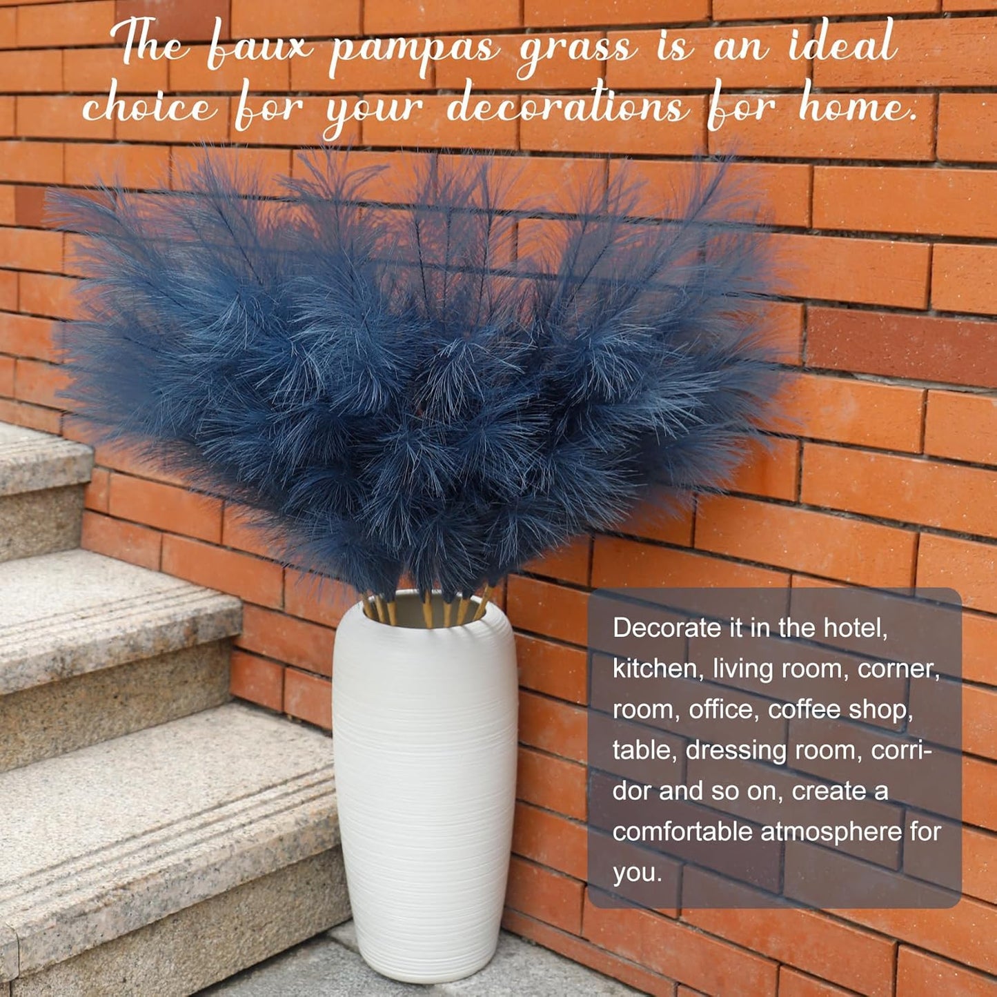 Ouddy Decor 8 Pcs Faux Pampas Grass Decor 38''/97cm Tall Artificial Large Pompous Pompas Floral Fluffy Fake Plants Floor Vase Filler for Wedding Kitchen Home Boho Decorations, Mixed Beige