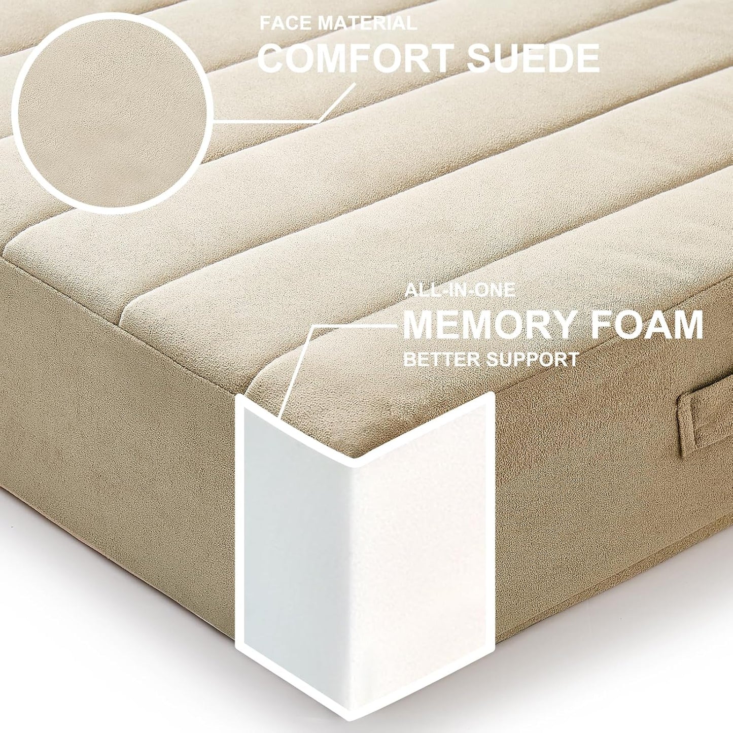 JKMAX 2 Pcs High Density Foam Floor Pillow - Upgraded Large Pillows Seating for Adults - Outdoor Floor Cushion with Soft Tufted Cover - Yoga Pillows for Sitting On Floor - 22 Inch Light Gray