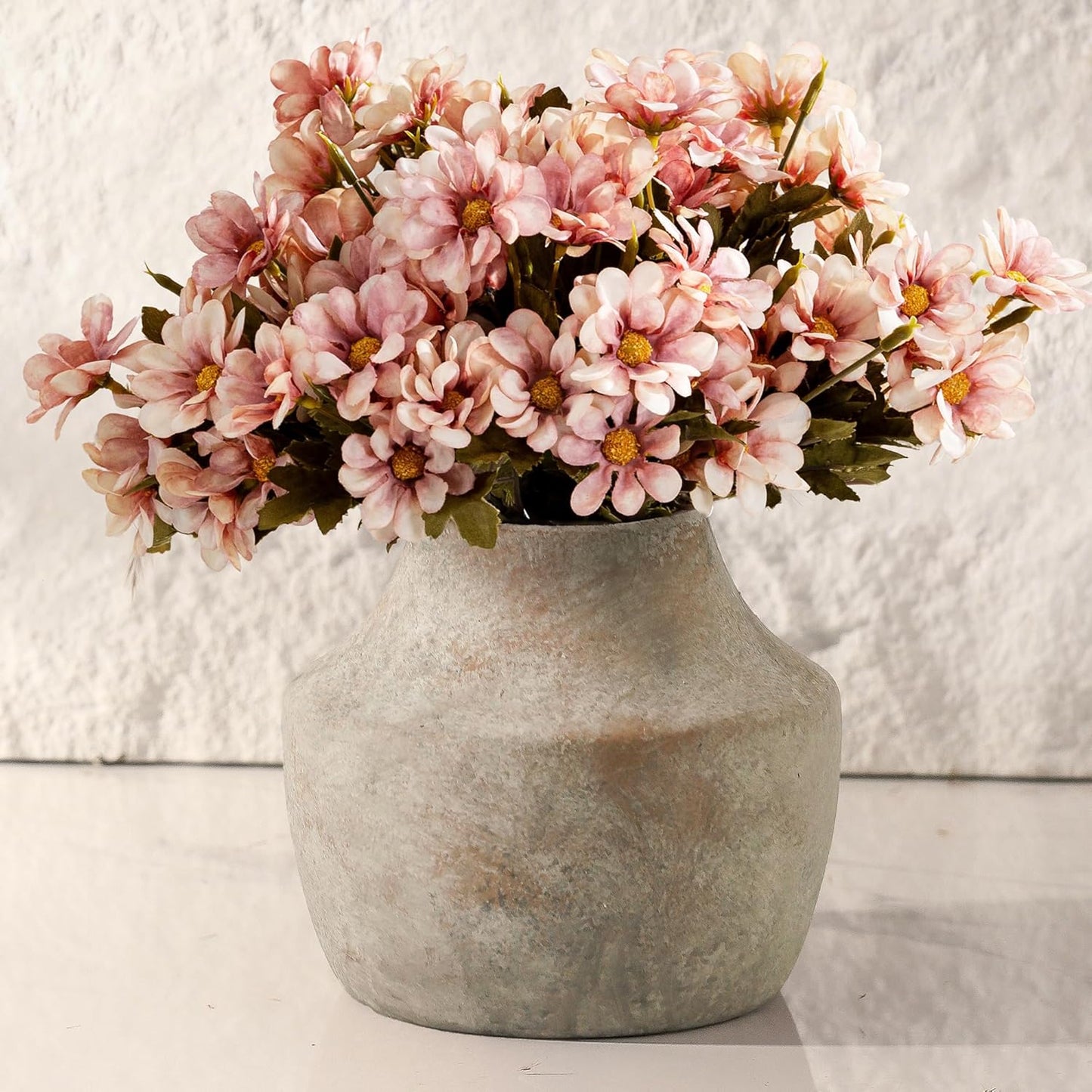 Mitt&Ditt Ceramic Flower Vase with Handles, 11 inch Tall Vase for Centerpieces, Large Decorative Terracotta Vases, Farmhouse Rustic Vases for Home Decor, Living Room, Table, Neutral