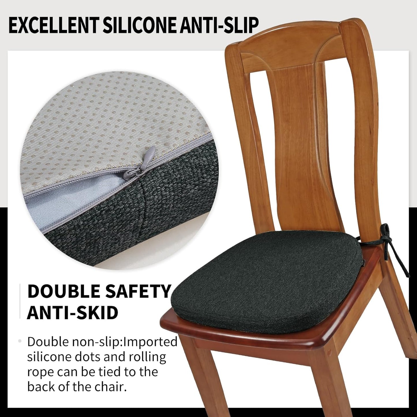 SINOSSO 1 Pack Memory Foam Chair Cushions for Dining Chair, Friendly Woven Fabric 16" U-Shape Comfortable Kitchen Chair Pad, Removable Slip Resistant Seat Cushion (1 Piece, Blue)