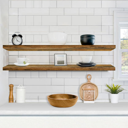 Sorbus Floating Shelves for Wall - 48 Inch Long Bathroom Shelves, Wall Decor for Bedroom, Kitchen, Living Room & Book Storage - Mounted Floating Shelf with Invisible Brackets (Maple Wood, 2 Pack)