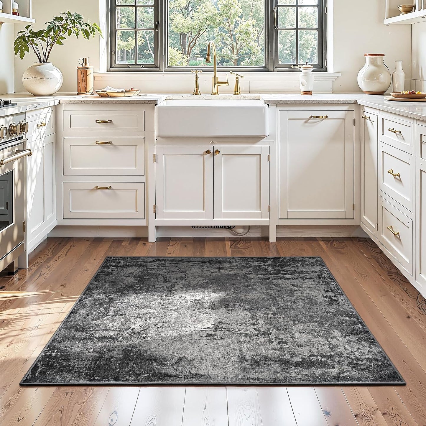 Ompaa 2x6 Rug Runners for Hallways Kitchen Runner Rug Non Slip Washable Grey Long Runner Rugs with Rubber Backing Soft Abstract Carpet Runner for Hallways, Kitchen, Bedroom, Bathroom, Entryway - Colors B