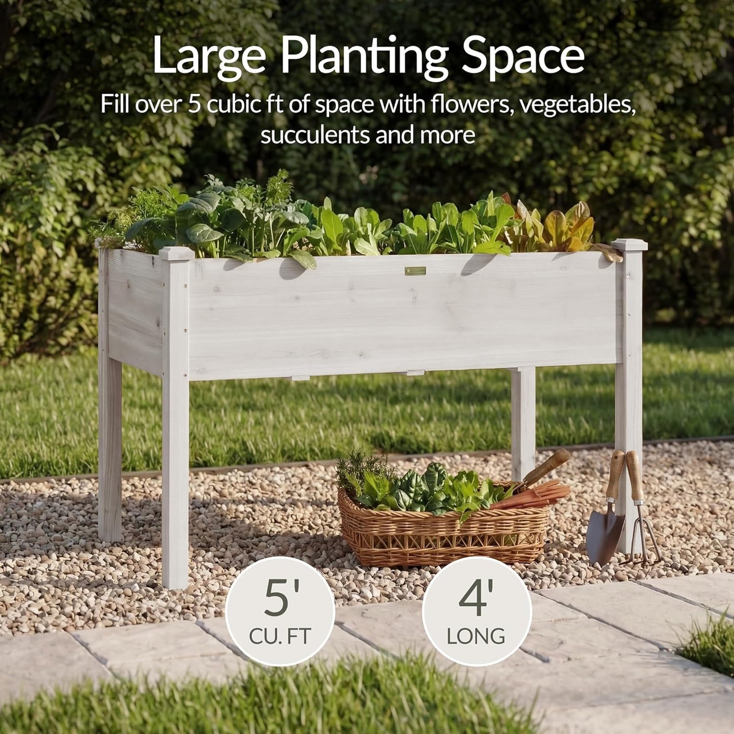 Best Choice Products 72x24x30in Raised Garden Bed, Elevated Wood Planter Box Stand for Backyard, Patio, Balcony w/Divider Panel, 6 Legs, 300lb Capacity - Natural