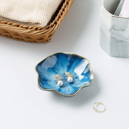Jewelry Dish Tray, Ring Dish, Ceramic Trinket Tray, Key Bowl, Decorative Plate, for Friends Sisters Daughter Mother (Milky White)