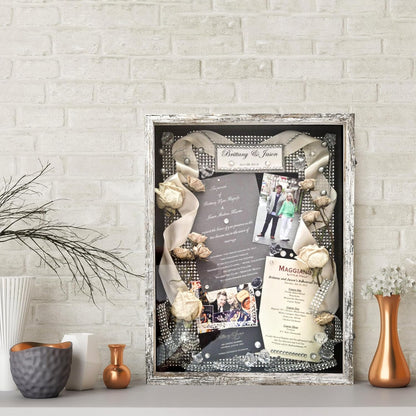 GraduatePro Shadow Box Frame 11x14 Display Case with Linen Back, Real Glass Window Door with Hinge, Picture Frame Wedding Bouquet Memorabilia Medals Photos Memory Box for Keepsakes, Carbonized Black