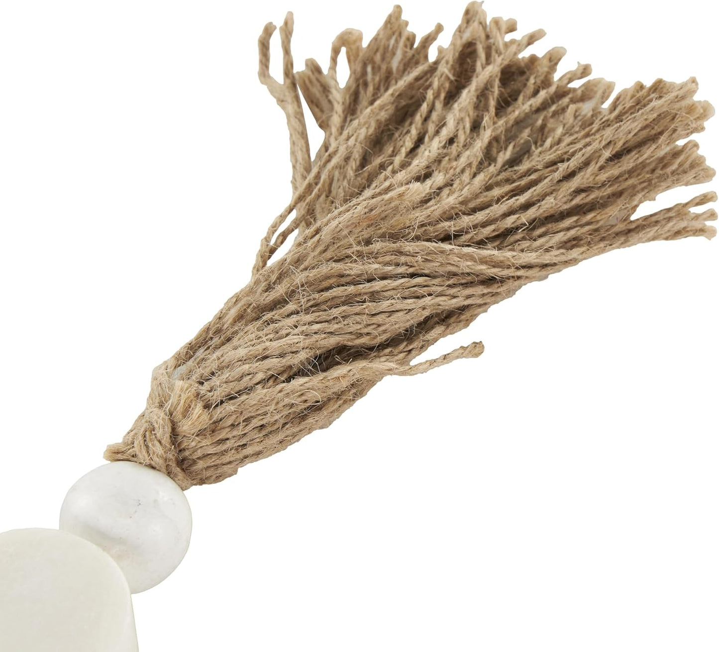 Deco 79 Marble Handmade Beaded Garland with Tassel Round Extra Long Orb Small Beads with Tassel with Knotted Brown Jute, Beads with Tassel 44" x 1" x 1", White