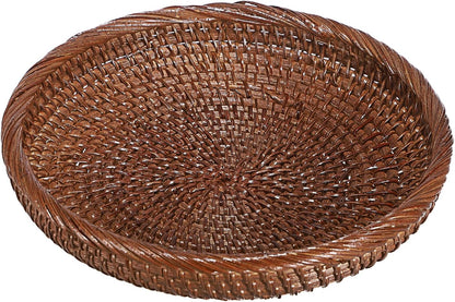 Hipiwe Small Key Basket Bowl for Entryway 7.6" Round Woven Wicker Basket Fruit Serving Tray Woven Basket Wall Decor Rattan Organizer Basket for Keys, Wallet,Whitewash