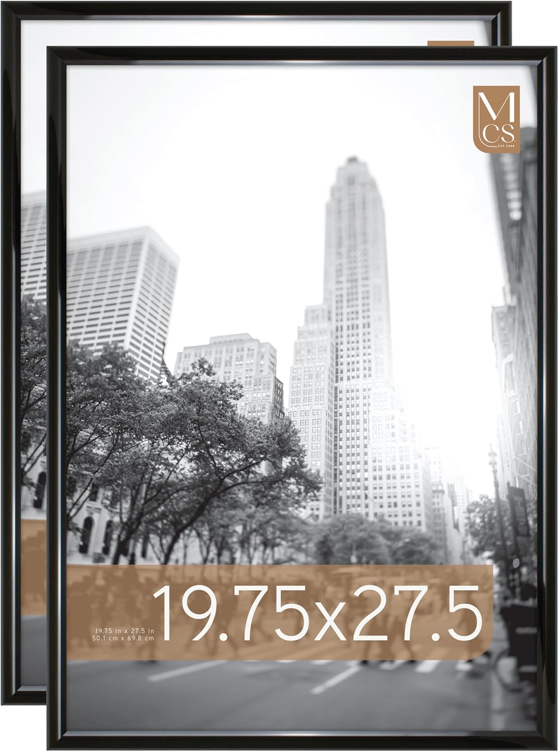 MCS Trendsetter 24x36 Poster Frame Black High-Gloss, Vertical & Horizontal Wall Hanging Large Picture Frame for Photos, Posters & Art Prints (1-Pack)