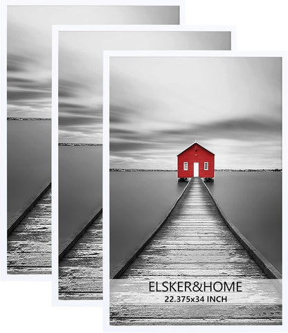 ELSKER&HOME 22.375 x 34 Poster Frame 3 Pack, Black Picture Frame for Horizontal or Vertical Wall Mounting, Sturdy and Scratch-proof
