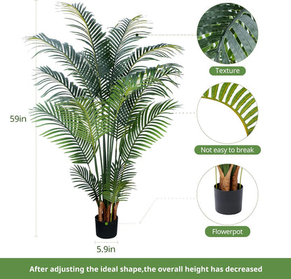 YEPDIN 6 Ft Artificial Tropical Palm Tree With 24 Removable Leaves - Large Faux Plant for Indoors and Outdoors, Silk Housewarming Gift, K185