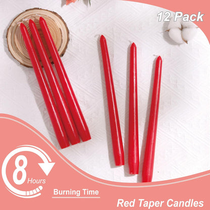 10-Inch Ivory Taper Candles - Dripless Smokeless Tapered Candle Cream Unscented Candlesticks Paraffin Wax Long Slow Burning Tall Candle Sticks for Dinner Business Wedding Restaurants 12 Pack