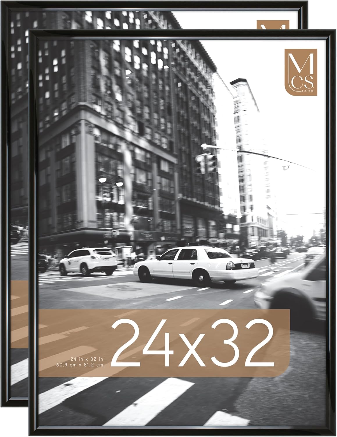 MCS Trendsetter 24x36 Poster Frame Black High-Gloss, Vertical & Horizontal Wall Hanging Large Picture Frame for Photos, Posters & Art Prints (1-Pack)