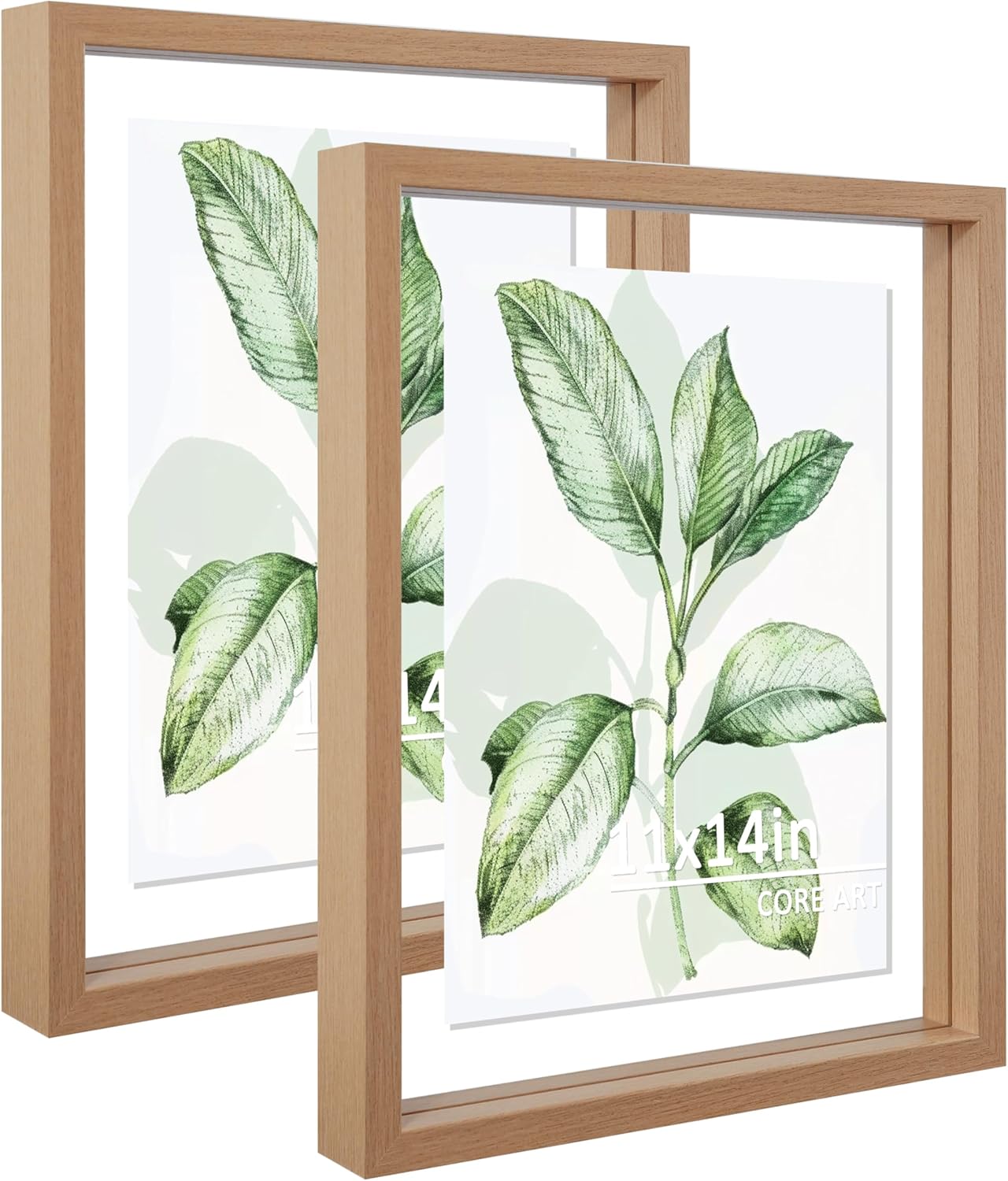 CORE ART 8x10 Floating Picture Frame,Double Plexglass Floating Frame for 5x7,4x6 Pictures,Wall or Tabletop Display,Black
