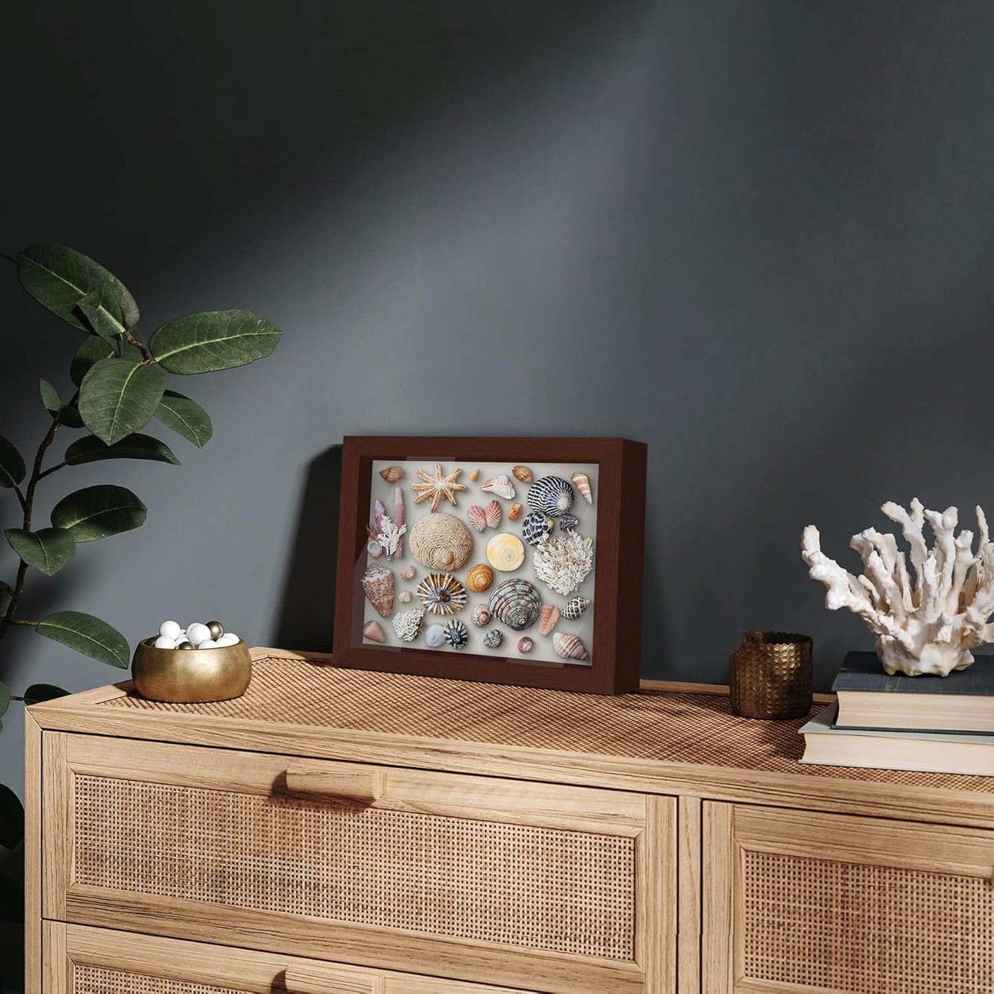 Americanflat Front Opening 11x14 Shadow Box Frame with Shatter-Resistant Glass - Silhouette Collection - Shadow Box Display Case for Tabletop and Wall Display - Black