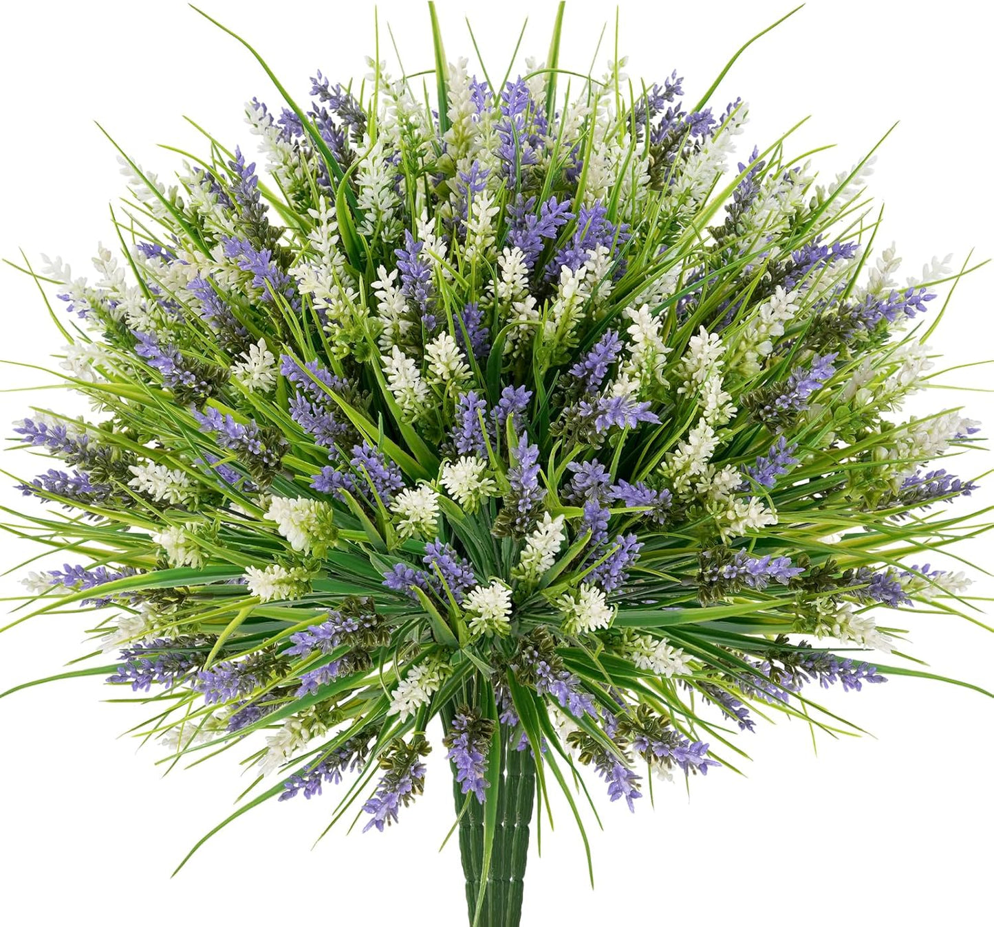 20 Bundles Artificial Plants Outdoor, UV Resistant Fake Flowers， Realistic Faux Lavender Shrubs for Porch Garden Window Box Home Decoration (Purple)