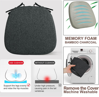 SINOSSO 1 Pack Memory Foam Chair Cushions for Dining Chair, Friendly Woven Fabric 16" U-Shape Comfortable Kitchen Chair Pad, Removable Slip Resistant Seat Cushion (1 Piece, Blue)