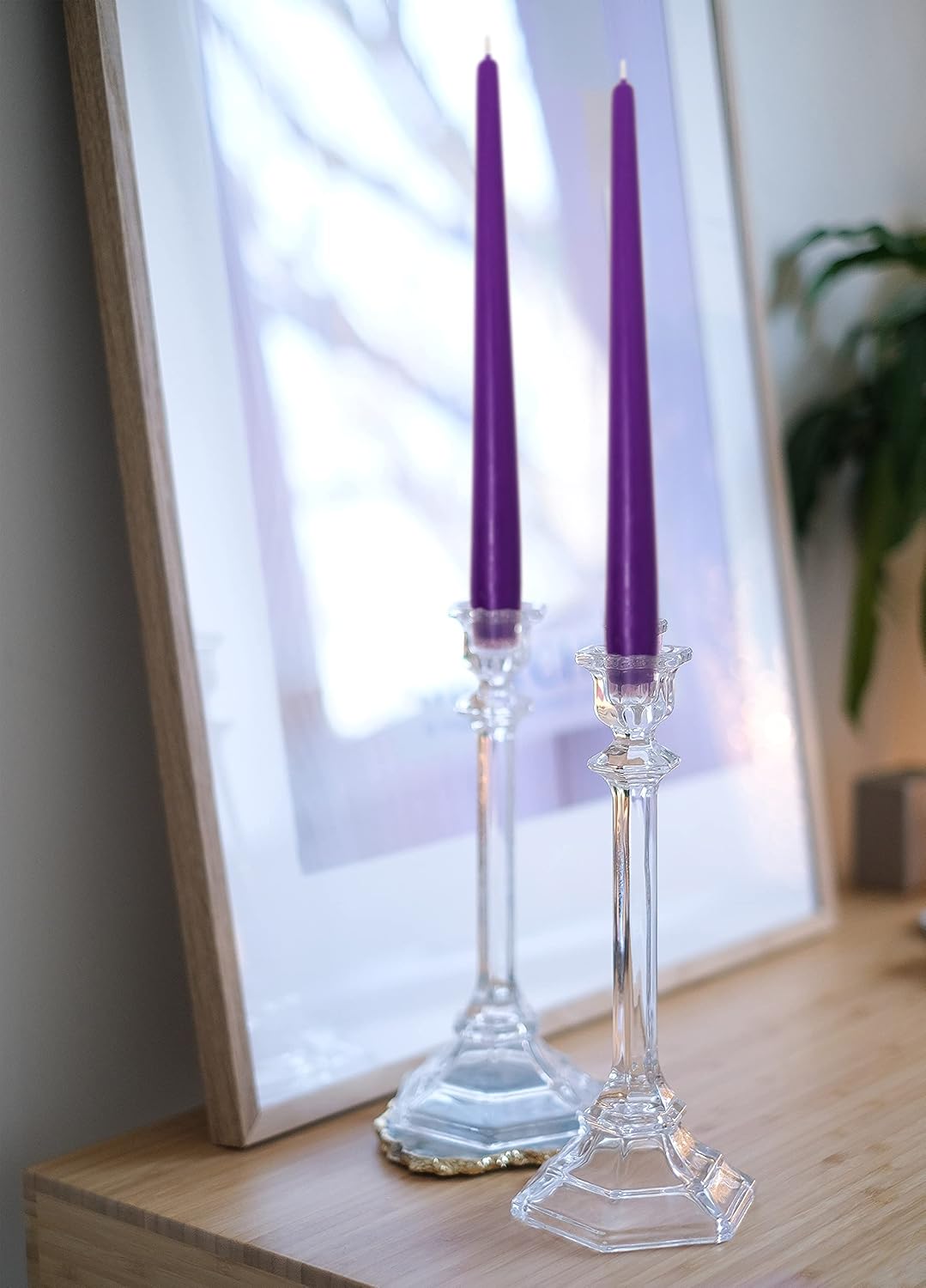 Hyoola Tall Taper Candles - 10 Inch Metallic Gold Unscented Dripless Taper Candles - 8 Hour Burn Time - 4 Pack