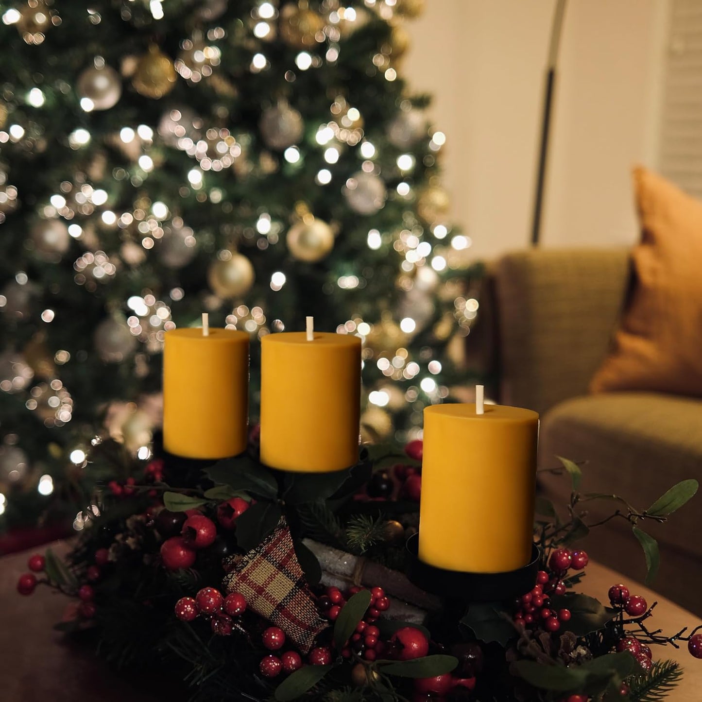 Natural Beeswax Candles 4 Packs, Beeswax Pillar Candles with 140 Hours Burn Time, Organic Emergency Candle Long Burning for Home Room, Smokeless & Dripless, 2x4 inch