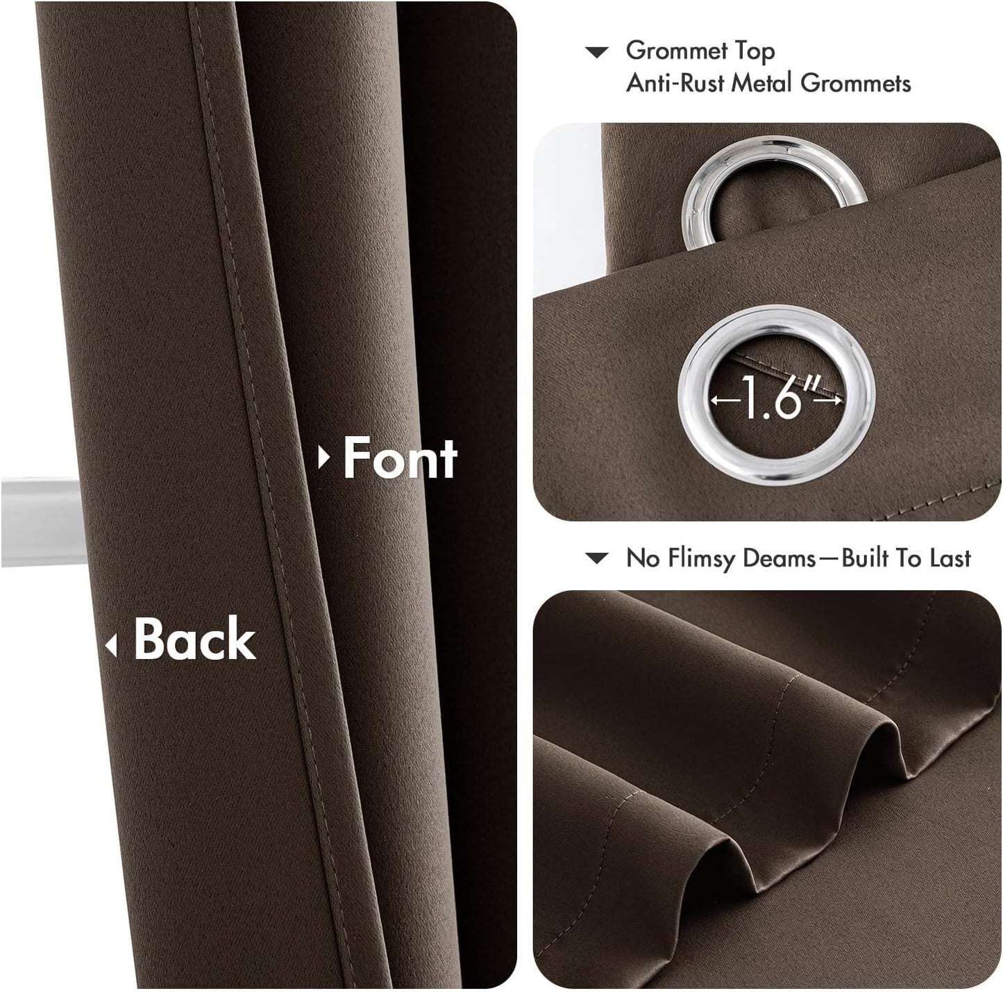 MIULEE Blackout Curtains for Bedroom Living Room 2 Panels, Thermal Insulated Room Darkening Drapes Grommet Noise Reducing Light Blocking Window Treatments 63 Inches Long 40x63 Inch Black - Colors B