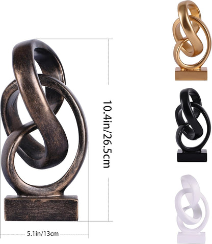 Modern Abstract Knot Sculpture, Artistic Mobius Inspired Resin Decor, Elegant Home and Office Decor, Perfect for Shelves, Desktops, and Mantles, Ideal Gift for Birthdays, Housewarmings (Black)