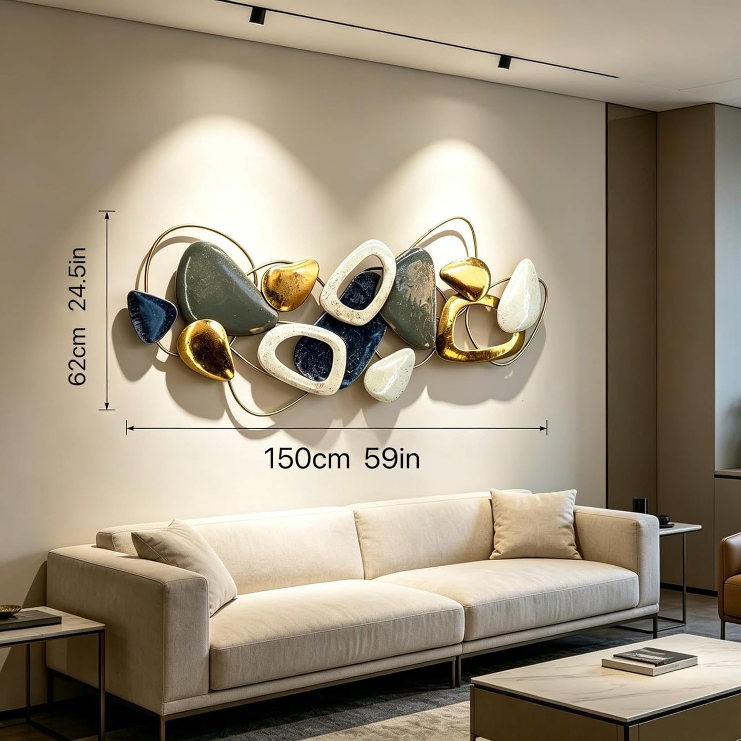Roivikis Large Metal Wall Art Decor, 3D Abstract Lotus Leaves Wall Handcrafted Modern Decoration for Indoor Outdoor for Living Room, Bedroom, Entryway 52" x 24"