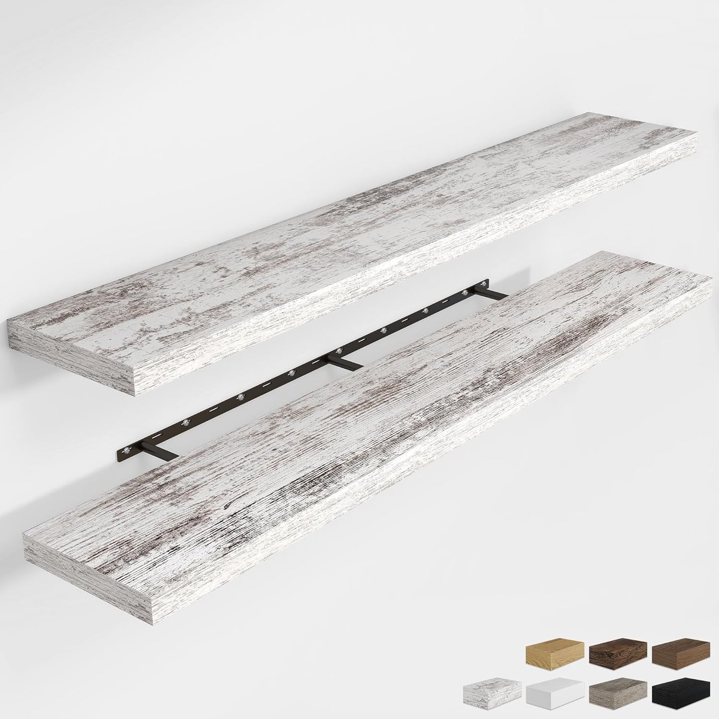 RICHFOCUS 72Inch Floating Shelves for Wall 2 Pack Shelves for Bedroom|Kitchen|Bathroom Wall Mounted Rustic Wood Floating Shelf with Invisible Brackets for Books|Storage|Decor, Rustic Brown