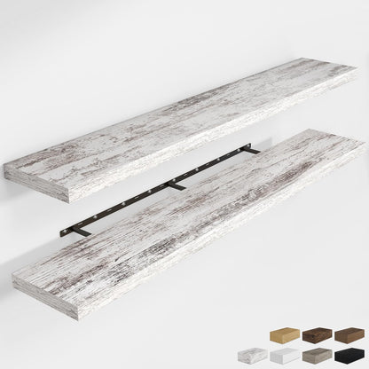 RICHFOCUS 72Inch Floating Shelves for Wall 2 Pack Shelves for Bedroom|Kitchen|Bathroom Wall Mounted Rustic Wood Floating Shelf with Invisible Brackets for Books|Storage|Decor, Rustic Brown
