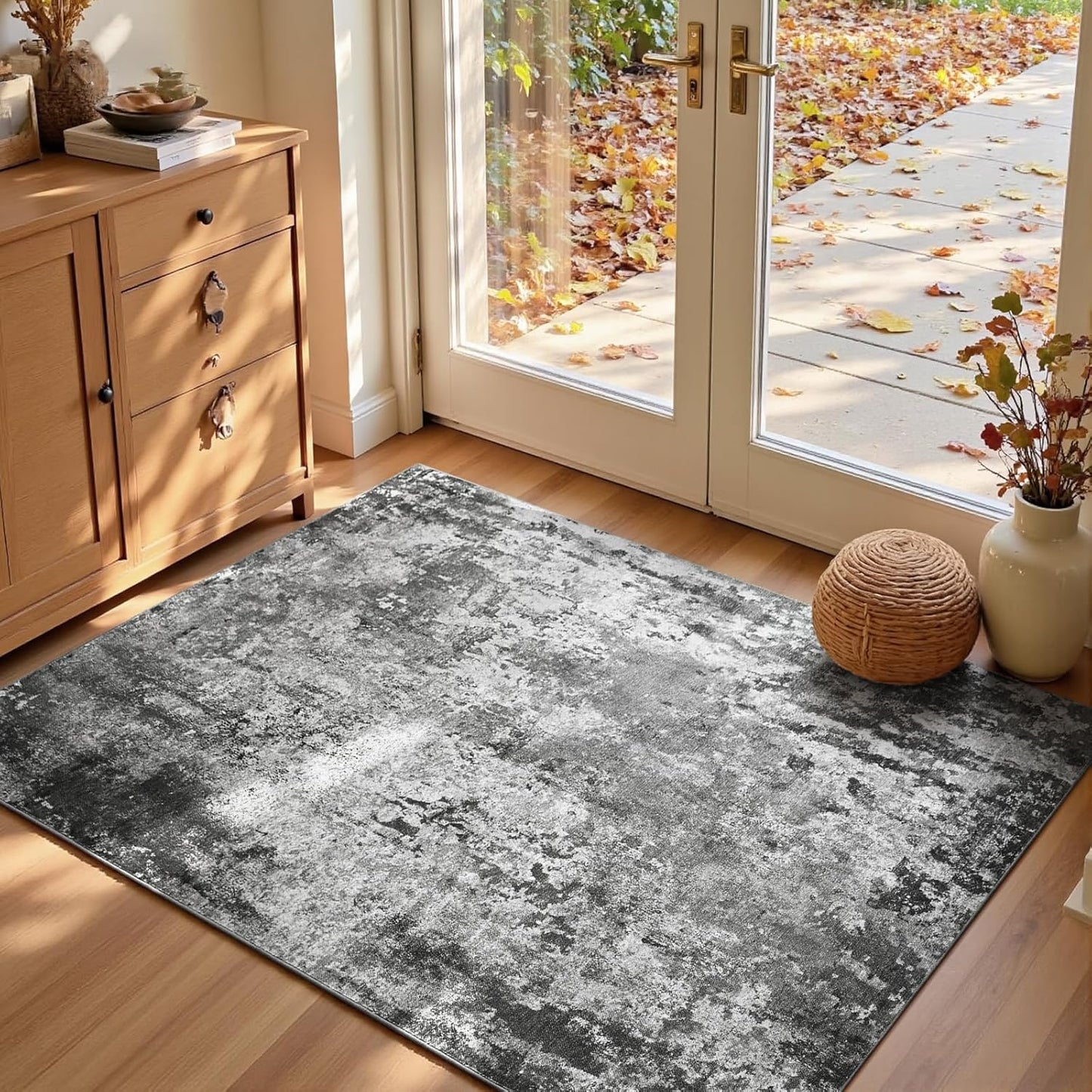 Ompaa 2x6 Rug Runners for Hallways Kitchen Runner Rug Non Slip Washable Grey Long Runner Rugs with Rubber Backing Soft Abstract Carpet Runner for Hallways, Kitchen, Bedroom, Bathroom, Entryway - Colors A
