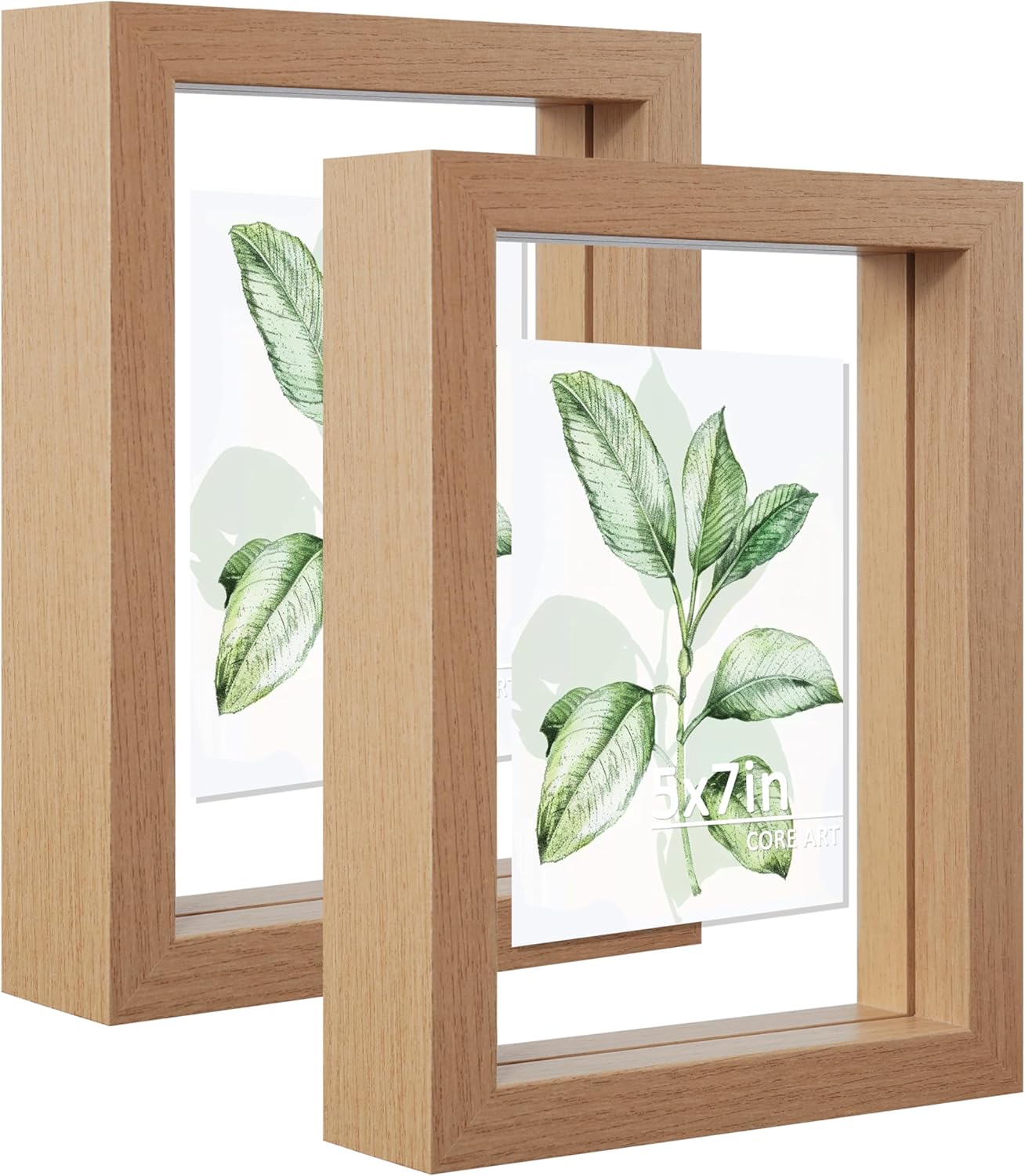 CORE ART 8x10 Floating Picture Frame,Double Plexglass Floating Frame for 5x7,4x6 Pictures,Wall or Tabletop Display,Black