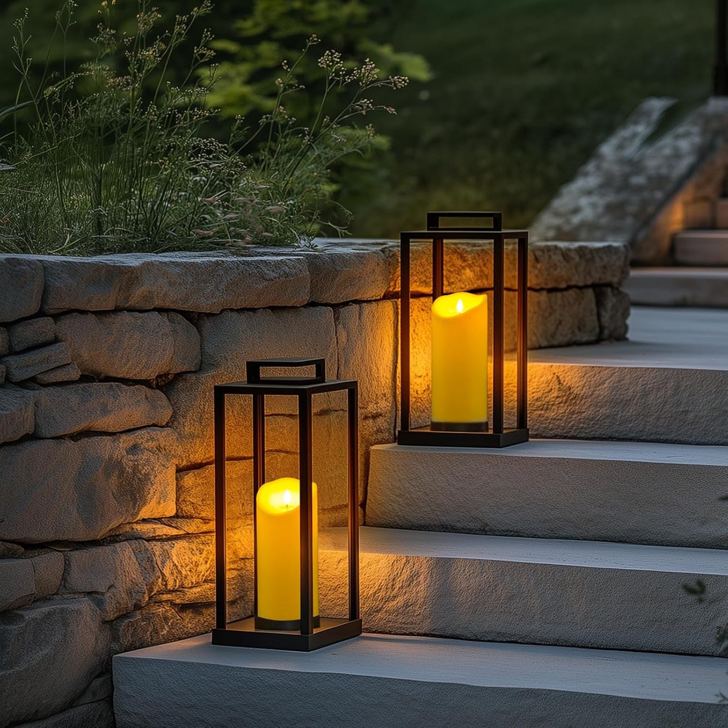 Homemory 6"x3" Outdoor Waterproof Flameless Candles, LED Candles, Battery Operated Candles with Remote and Timers, Electric Fake Plastic Pillar Candles, Ivory White, Set of 2