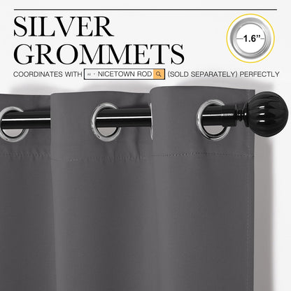 NICETOWN Halloween Pitch Black Solid Thermal Insulated Grommet Blackout Curtains/Drapes for Bedroom Window (2 Panels, 42 inches Wide by 63 inches Long, Black) - Colors E