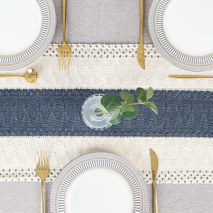FEXIA Boho Table Runner for Thanksgiving Fall Christmas Home Decor with Tassels 72 Inches Long Pottery barn Furniture Farmhouse Rustic Macrame Burlap Table Decoration for Living Room (12x72 Inches)