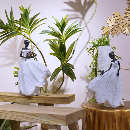 Guichifun Fairy Statue Collection Home Decoration - Leaf Angel Girls Resin Modern Table Decor for Living Room Office Sculpture Decor for Women Indoor Rustic Figurines Gift 5 x 3 x 7.5 Inch
