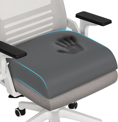 TranquilRelax Large Seat Cushion, Memory Foam Cushion for Long Sitting Hours on Office Chair, Car Seat, Non-Slip Chair Pad for Sciatica, Coccyx, Tailbone Pain Relief & Post-Surgery Recovery (Black)
