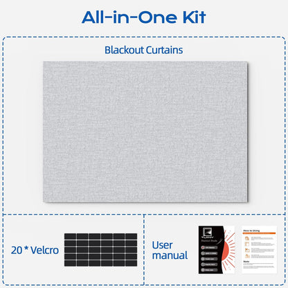 Blackout Curtains for Bedroom, 39" x 58" Portable Black Out Blinds with 20 Sets Hook & Loop Strips for 100% Blackout Window Film, Temporary Black-out Shades for Windows Cover Nursery Travel RV- Blacks