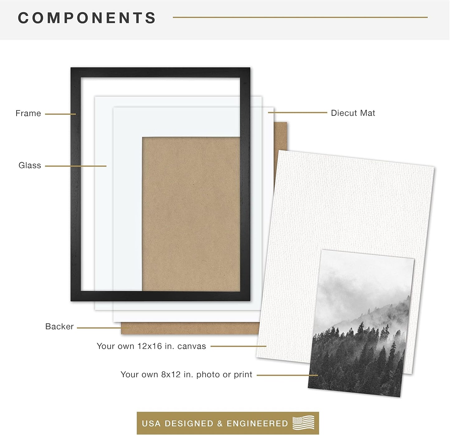 MCS Canvas Float Frames 8x10 Frame, Black Frame for Finished Canvases, Vertical & Horizontal Wall Hanging Frame with Adhesive for Canvas Paintings (1-Pack)