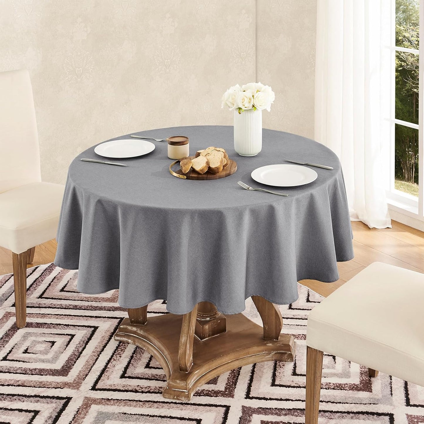 Veblandy Rectangle Tablecloth Waterproof Linen Textured Table Cloth Stain and Wrinkle Resistant Washable, Decorative Fabric Table Cover for Dining, Party and Camping (Sage Green, 52 * 70)