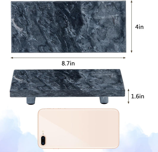 Natural Marble Tray Pedestal Stand – Soap & Jewelry Riser for Bathroom Counter, Kitchen Sink, Vanity Organizer, Decorative Stone Catchall for Perfume, Candles